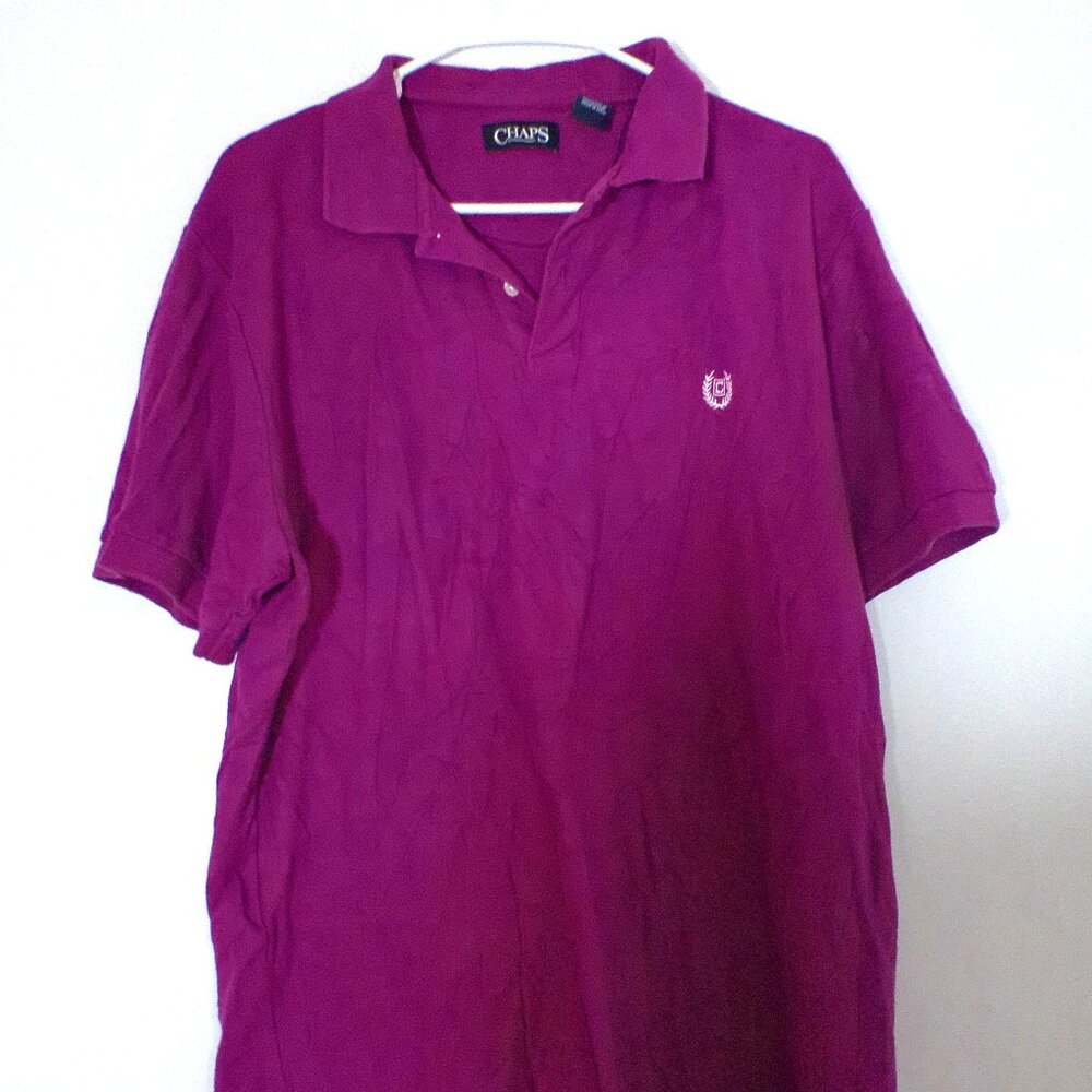 Chaps Men’s XL Magenta Polo Shirt 100% Cotton Embroidered Logo Short Sleeve